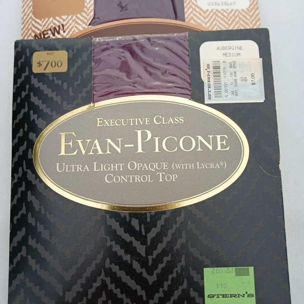 Evan Picone 3 Pair‎ Lot Opaque Pantyhose Medium Aubergine Wine Satiny NWT